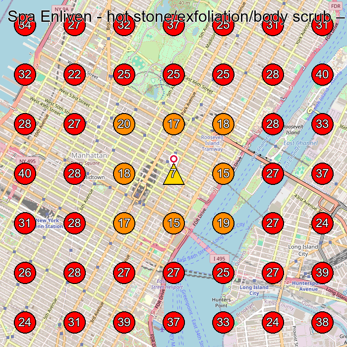 Spa Enliven - hot stone/exfoliation/body scrub GeoGrid visibility map for Massage Spa in New York